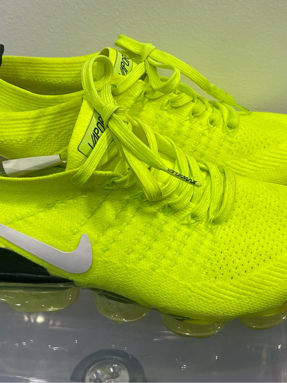 Nike Neon Yellow VaporMax Flyknit Running Sneakers